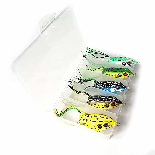 5pcs Topwater Frog Fishing Lure Crankbait Bass Hook Baits 5.5cm each