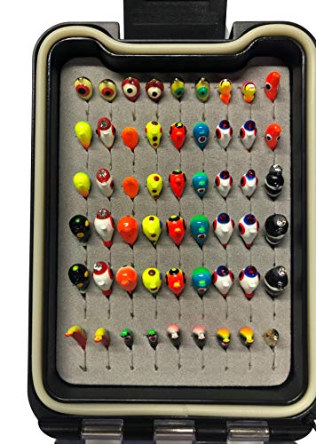 Tungsten UV Glow Ice Fishing Jigs - Ice Nymphs 30 Pack Plus