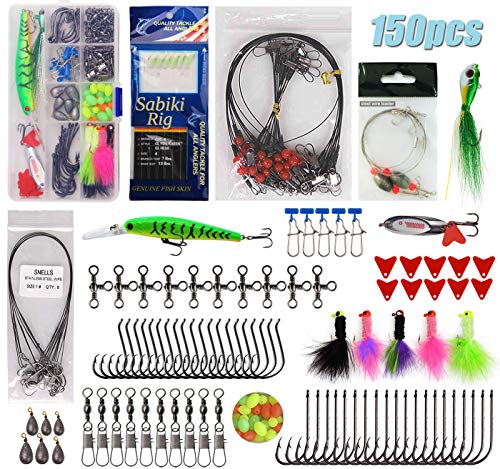 MadBite 214pcs Terminal Tackle Kit For Fresh And Saltwater Fishing With Tackle Box, Hooks, Weights, And Rigs