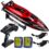 HONGXUNJIE 2.4Ghz RC Boat- 20 mph High Velocity A long way flung Help a watch on Boat for Adults and Kids for Lakes and Swimming pools with 2 Rechargeable Batteries, Low Battery Dread, Capsize Restoration (RED