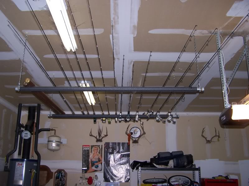 ceiling mounted fishing rod racks