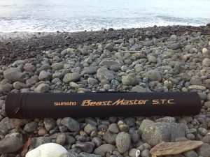 Shimano Beastmaster Shore boat by the sea on gravel